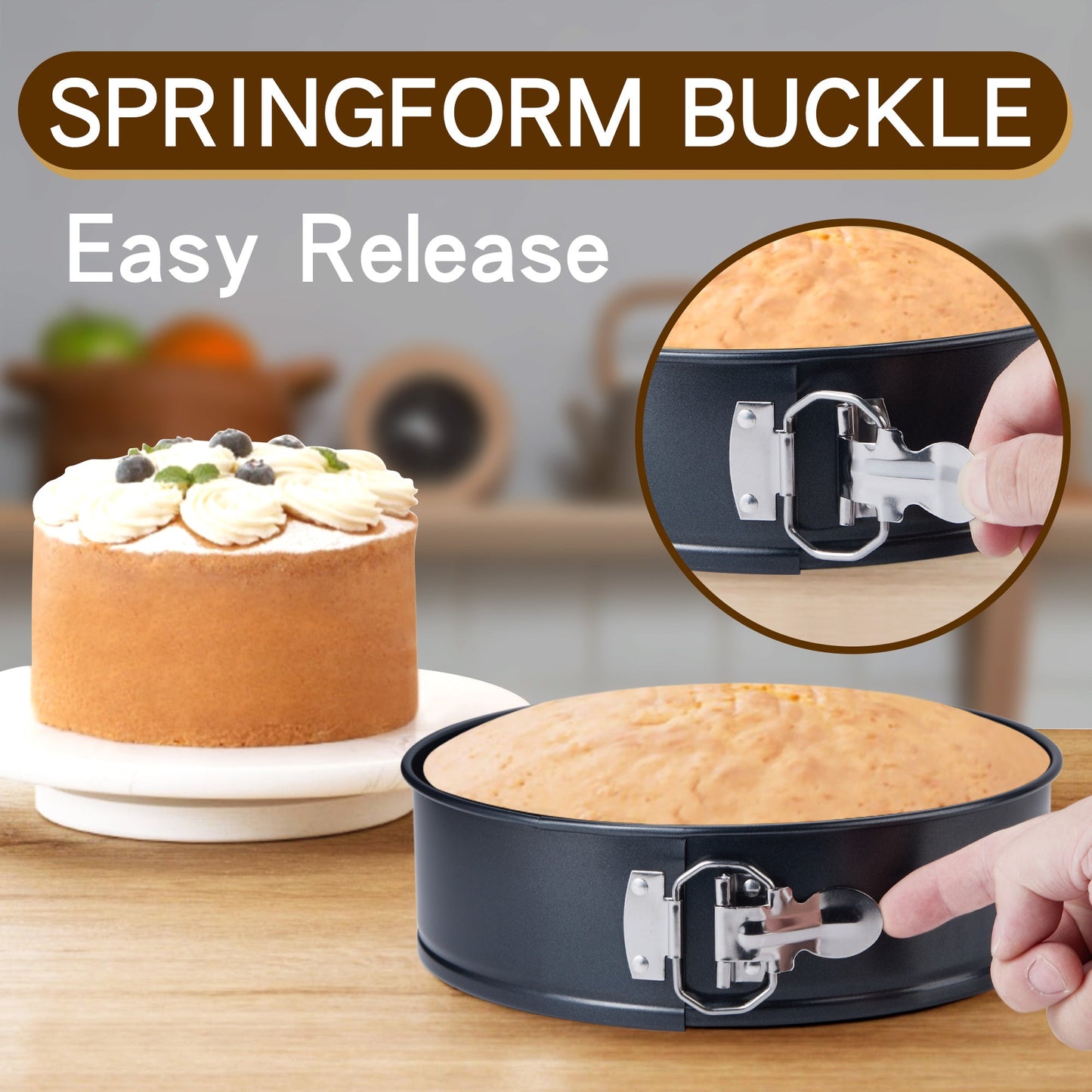 Springform Baking Pan With Grips, Springform Pan Set, Nonstick and Leak-proof 4 Pieces (4 Inch/7 Inch/9 Inch/10 Inch) Cake Pan/Springform Cake Tin/Cheesecake Pan Set with Removable Bottom