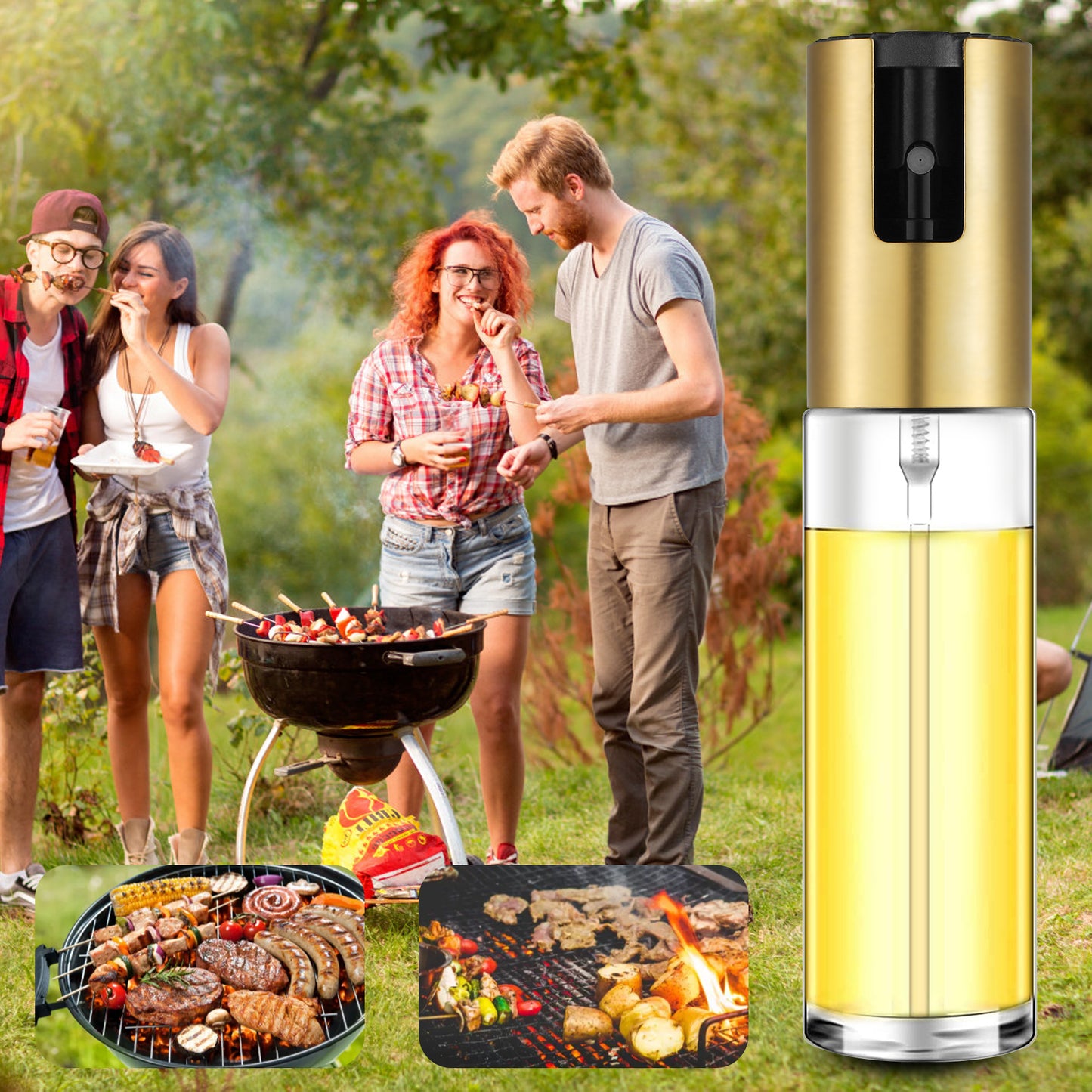 Oil Sprayer for Cooking, Olive Oil Sprayer Mister for Air Fryer, 3.7oz(100ml) Olive Oil Spray Bottle, Vinegar Oil Portable Kitchen Gadgets for Baking, Salad, Grilling, BBQ, Roasting