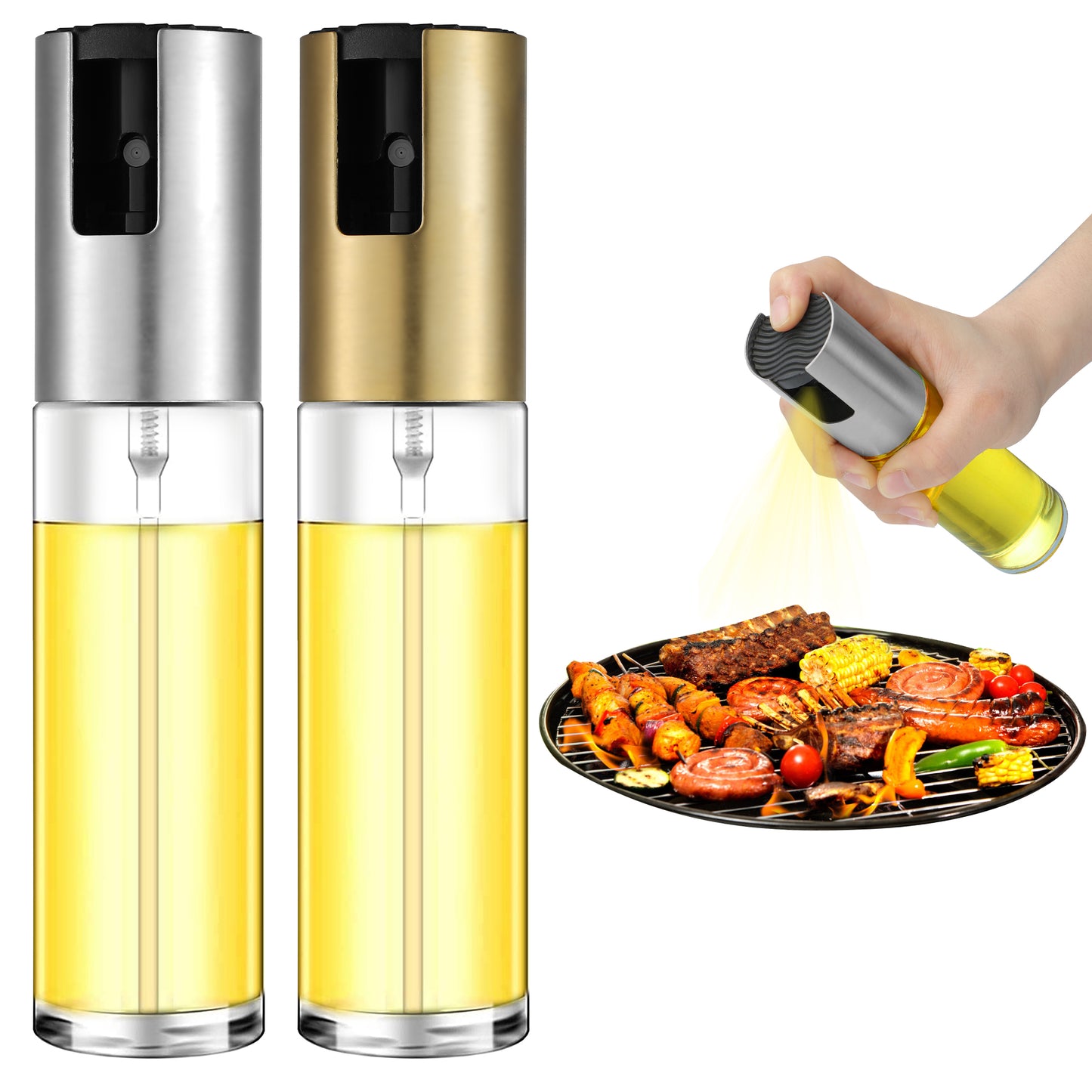 Oil Sprayer for Cooking, Olive Oil Sprayer Mister for Air Fryer, 3.7oz(100ml) Olive Oil Spray Bottle, Vinegar Oil Portable Kitchen Gadgets for Baking, Salad, Grilling, BBQ, Roasting