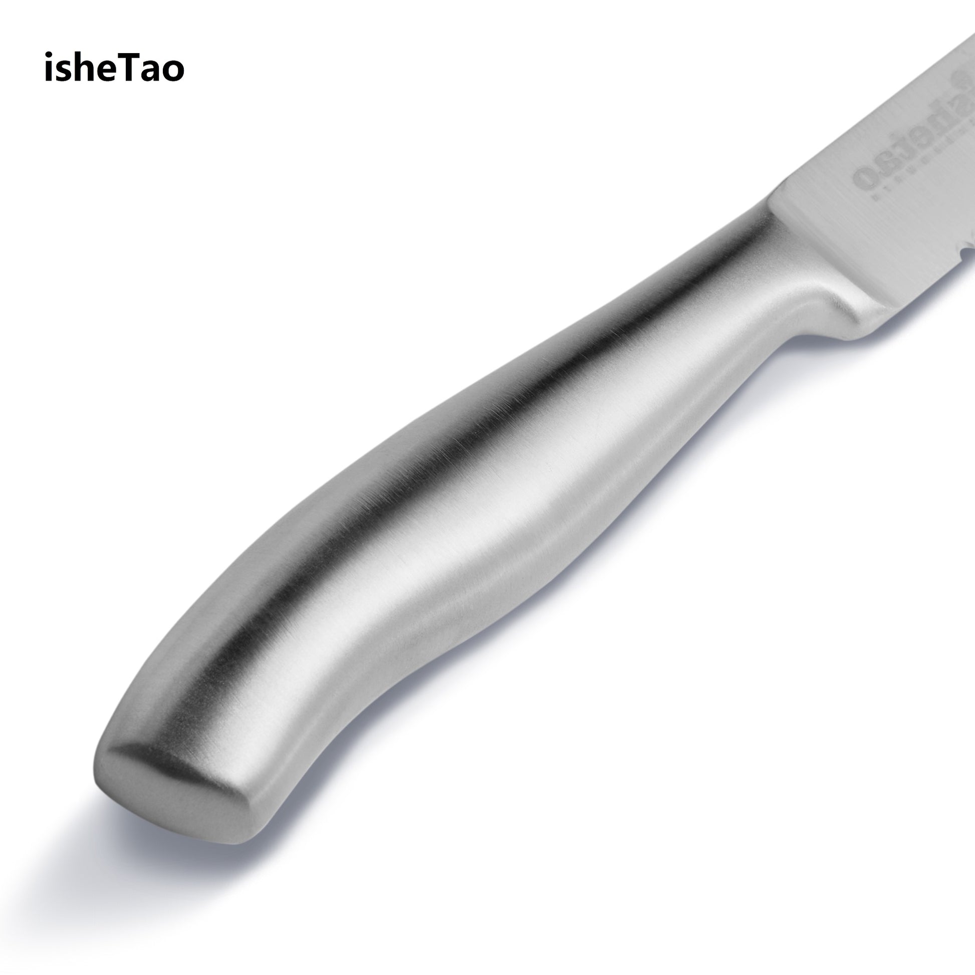ISHETAO Steak Knives Set of 6 Serrated Stainless Steel, Dishwasher safe
