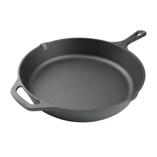 12 Inch Cast Iron Skillet, Pre-Seasoned Frying Pan for Oven, Stovetop, Grill & Campfire, Durable, Non-Toxic, Even-Heating Cookware, Black