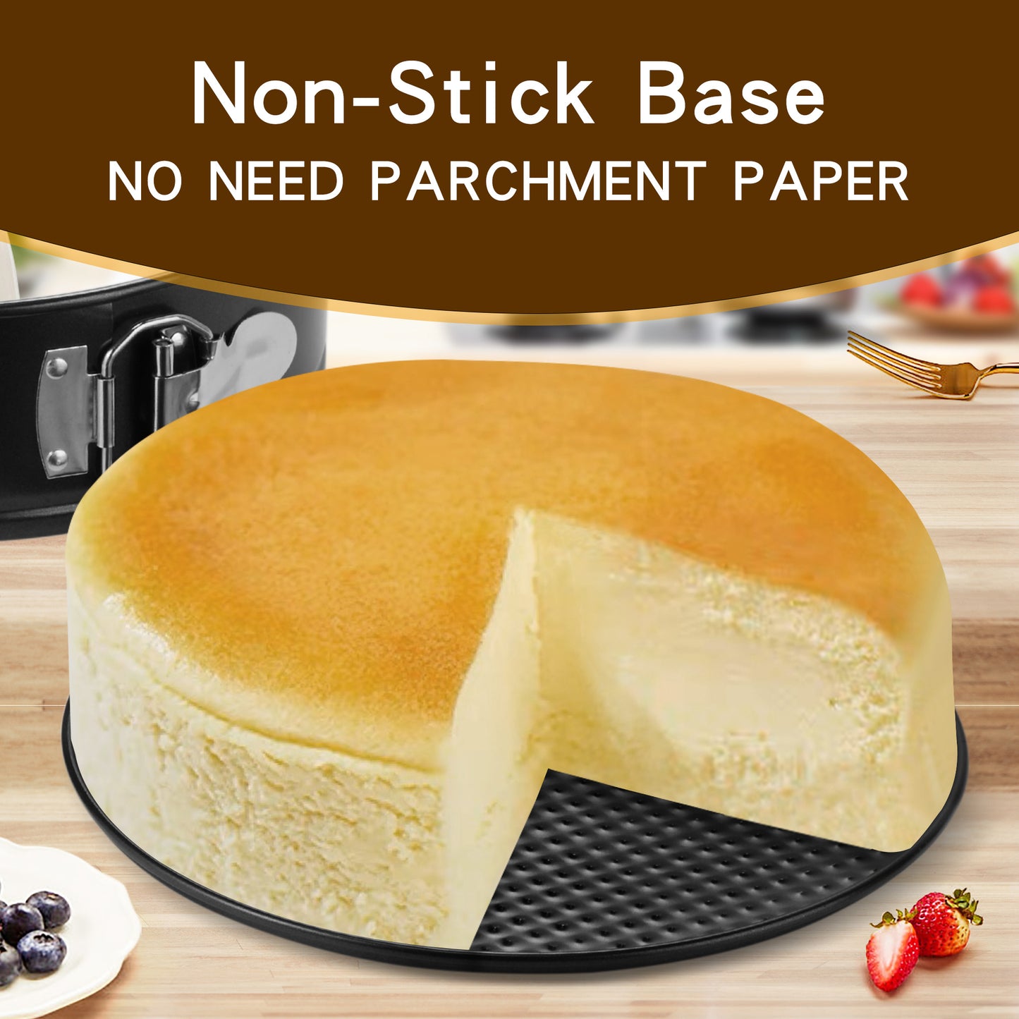 isheTao 9 inch Cake Pan Set for Baking, Non-Stick Springform Pan, Round Cake Pan, Cheesecake Pan, Leak-Proof Cake Baking Pans with Removable Bottom